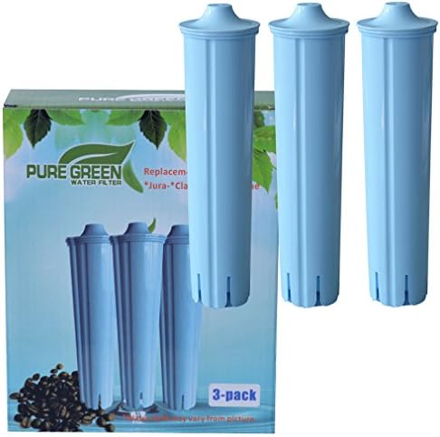 PureGreen Compatible Jura Blue Clearyl Coconut Shell Activated Water Filter Cartridges for Capresso 71445 Automatic Coffee Maker & Espresso Center Machines - Unbleached 3 Pack - for Home & Kitchen Use