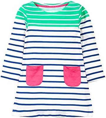 COCOSUN 100% Cotton Little Girls Long Sleeve Dress Casual Wear & Party