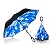 Double Layer Reverse Folding Umbrella Cars Reversible Umbrella Rain Umbrella Windproof With C-Shaped Handle (Blue Sky)