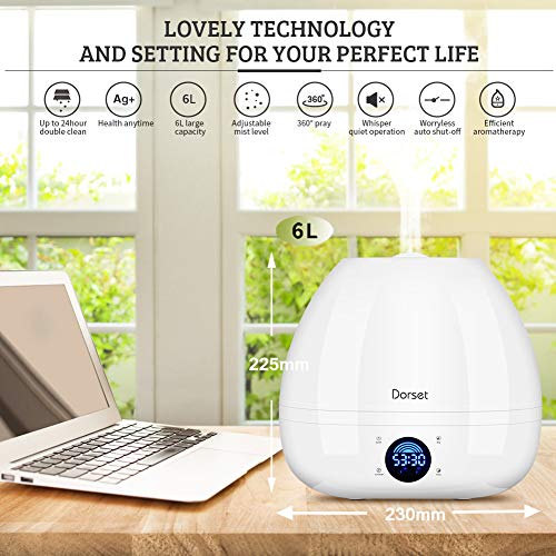 Ultrasonic Humidifier- 6L Large Capacity Whisper-Quiet Operation, Intelligent Constant Temperature with Remote Control Purification and Night Light