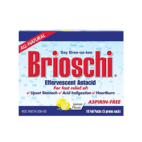 Brioschi Effervescent Antacid Single Serving Travel Packets Aspirin