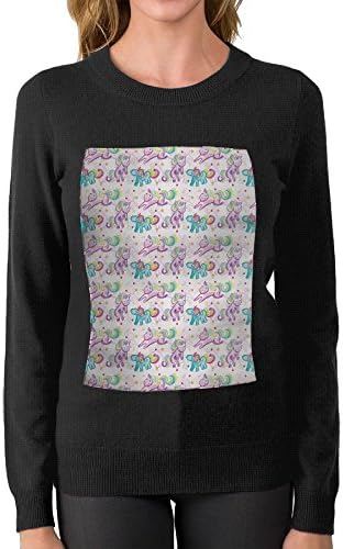 ZONERKFDIN Unicorn Watercolor Fashion Sweater Round Neck Graphic Best Slim