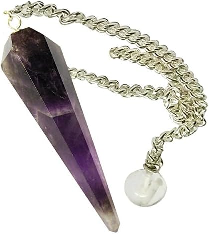 Amethyst Quartz point Pendulum With Chain for Scrying Healing Dowser / Amethyst Quartz Dowser With chain