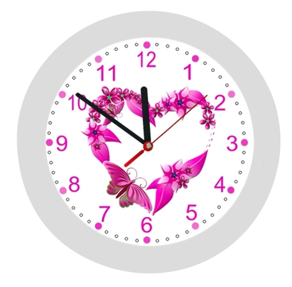 ✿ Kinderwanduhr in 4 Farben ✿ SCHMETTERLING Butterfly 4 HERZ ✿ Wanduhr ✿ KEIN TICKEN ✿ mit//ohne Name
