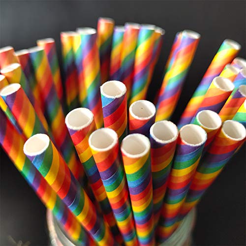 YUEKUN Strohhalme Papier 300PCS Papier Strohhalme Biologisch Abbaubare Bunte Papier Trinkhalme Einweg-Strohhalme für… – Bild 7