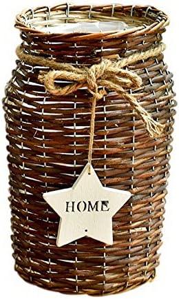 Koala Superstore Willow Woven Flower Barrel Flower Shop Balcony Decoration Flower Cylinder, Brown
