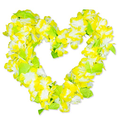 BOSHENG Yellow Flower Leis Necklaces for Summer Party Event,Set of 12