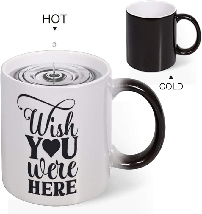 Taza de té divertida que cambia de color con texto en