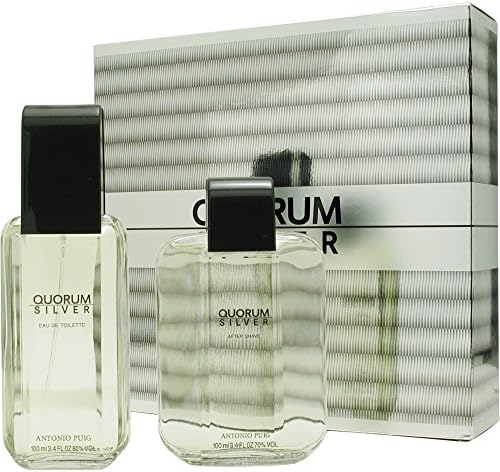 QUORUM SILVER by Antonio Puig EDT SPRAY 3.4 OZ &amp; AFTERSHAVE 3.4 OZ for MEN ---(Package Of 4)