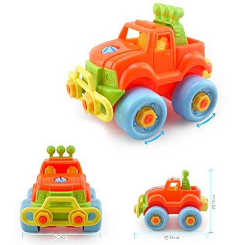 Ocamo Puzzle Toys Colorful Disassembly Assembly Vehicle Toy with Wrench Screwdriver Novelty Building Block Gift for Kids Jeep