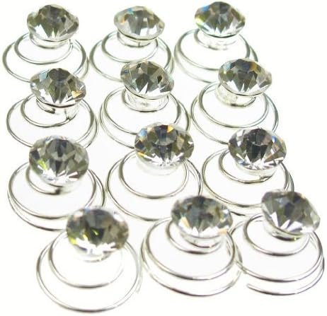 Jewellery of Lords 12 8mm Clear Czech Crystal Solitaire Bridal Hair Pin Twist Prom Spiral Twirl by Jewellery of Lords