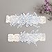 Wedding Garters for Bride Bridal Lace Garter Set with Rhainestone Pearls (Sky Blue, M)