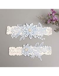 Ligas de boda GARGALA para novia Conjunto de liga de encaje nupcial con perlas de diamantes de imitación