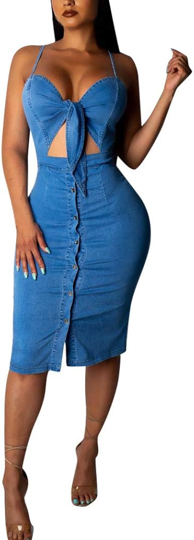 denim midi bodycon dress
