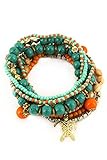 Aris Bohemian Turquoise Beaded Stretch Bracelets Stack Bundle: Bracelets & Bag