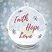 Faith Hope and Love Ornament - Hanging Glass Ball Christmas Ornament with LED Votive Candle and Glitter Inside - Hand Pained Snowflakes - Glass Christmas Ornament
