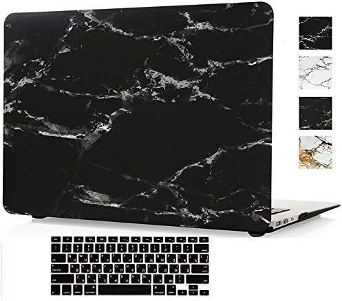 Macbook Air Case 11 Inch,Hica Ultra Slim Lightweight Rubberized Marble Pattern Matte Protective Hard Cover Case with Keyboard Cover for Macbook Air 11.6"(A1465 /A1370)-Black&amp;White