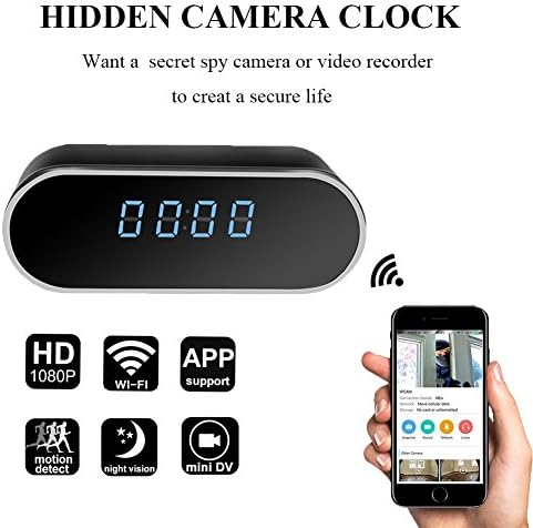 YCTONG Wifi Alarm Clock Hidden Spy Camera Night Vision/HD 1080P/Motion Detection Surveillance Security Cam for Home Office Nanny Pet