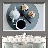 Framed Canvas Wall Art Breakfast Servings Coffee Dark Drinks Farmhouse/Country Group Multicolor Photography Realism - 16x24 inches