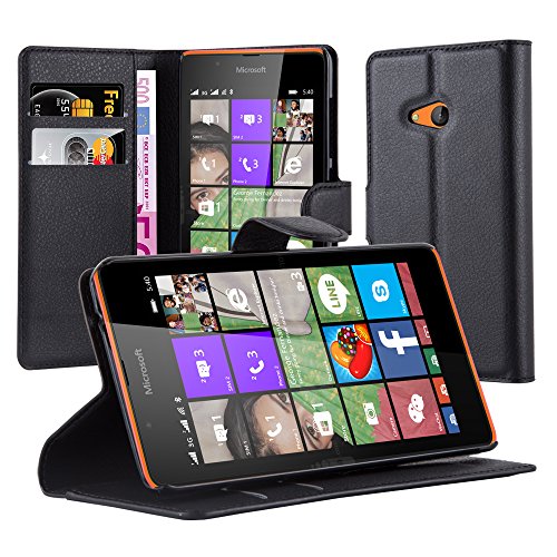 Cadorabo - Book Style Wallet Design for Nokia Lumia 540 with 2 Card Slots and Stand Function - Etui Case Cover Protection Pouch in OXID-BLACK