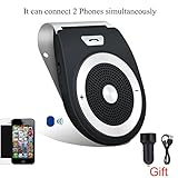Bluetooth Car Speaker, Handsfree Car Visor Speakerphone Bluetooth Phone Speaker for Car Wireless Bluetooth In-car Speakerphone Stereo Music Player Built-In Mic with Car Charger [Upgraded Speaker]