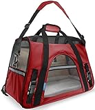 OxGord Airline Approved Pet Carriers w/ Fleece Bed For Dog & Cat - Medium, Soft Sided Kennel - 2016 Newly Designed Model, Crimson Red