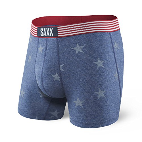 Saxx Mens Vibe Modern Fit Boxers Underwear X-Large Chambray Americana