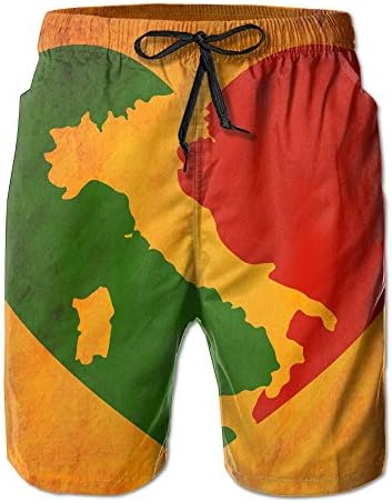 LANOMY Men's 3D Printing Italy Heart Beach Shorts Casual Shorts