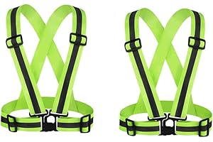 HYCOPROT Reflective Vest 2 Pack Safety Gear with High Visibility Adjustable Straps for Running, Jogging, Cycling, Walking