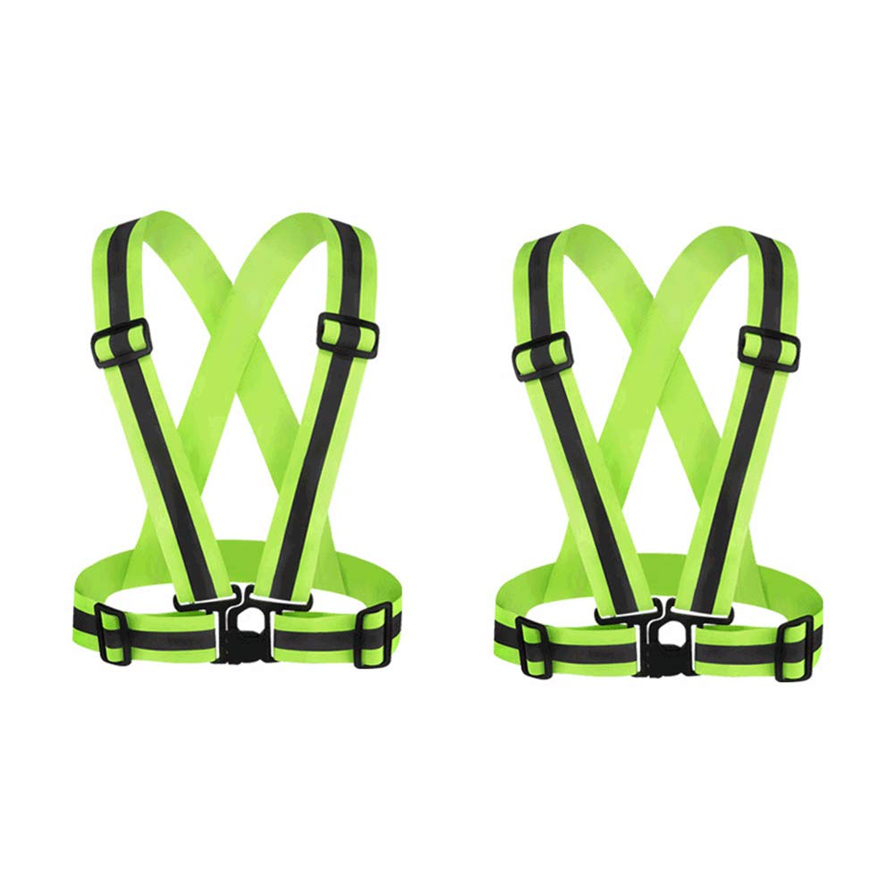 HYCOPROT 2 Pack Reflective Vest Adjustable Safety Hi Vis High Visibility Sports Gear for Outdoor Night Running Cycling Hiking Biking Motorcycle Dog Walking Men Women Kids (Yellow)¡­