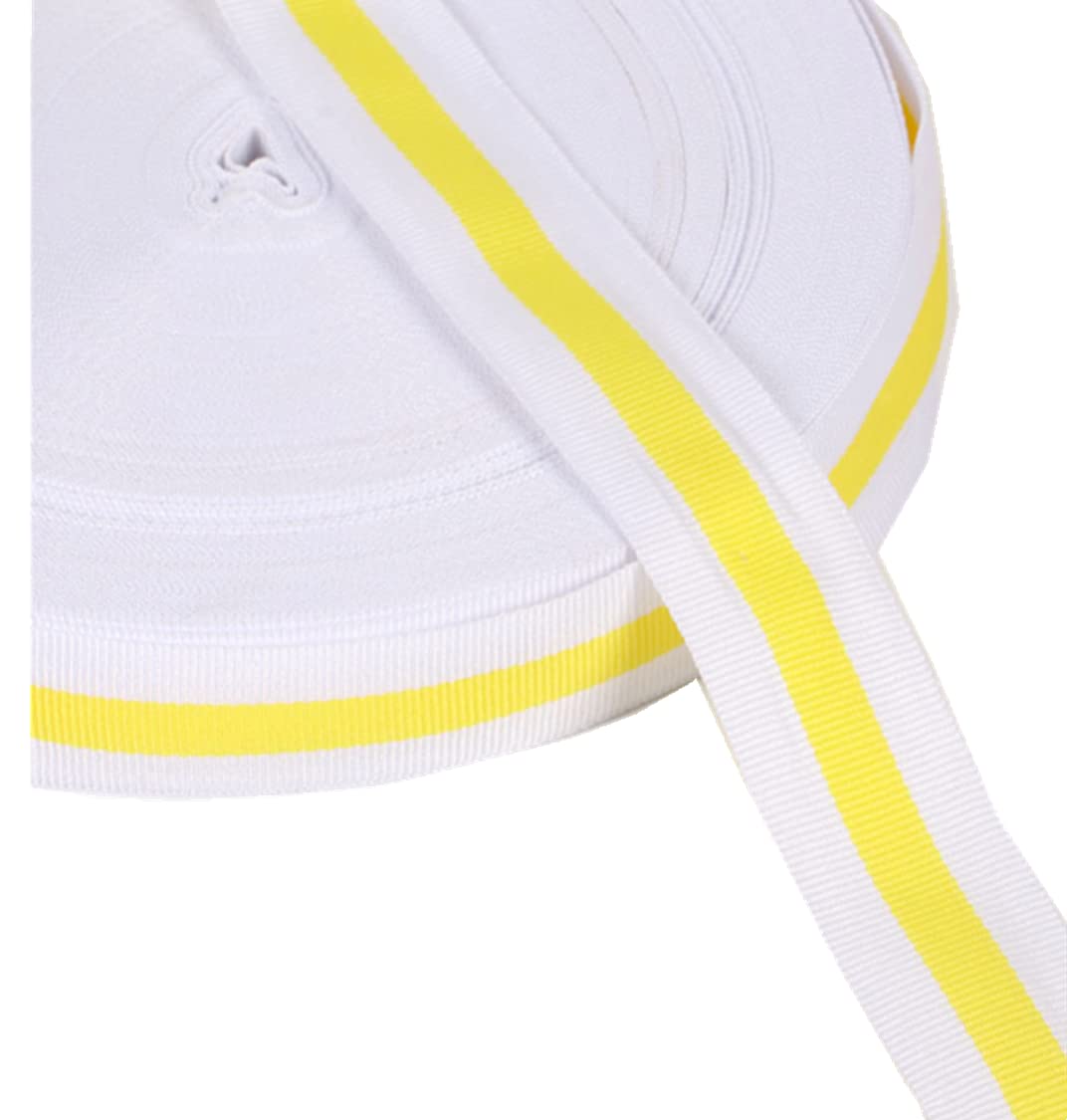 45 Meters Stripe Grosgrain Ribbon Striped Fabric Lace Trimming Patriotic Ribbon Strap Belt Width 2.5cm for Clothing Embellishments Gift Wrapping(White Black and Yellow)