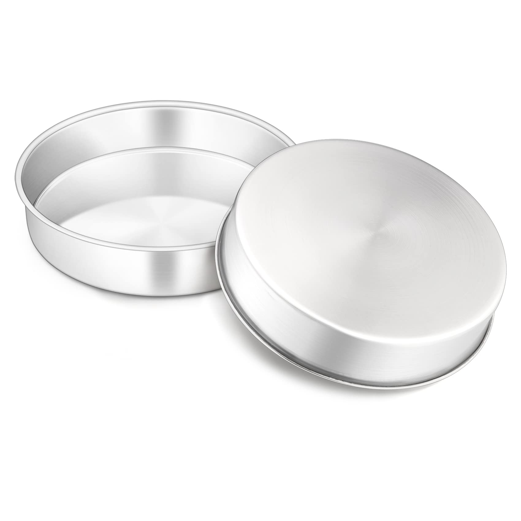 Onader 8 Inch Round Cake Tin Set of 2, Stainless Steel Cake Mould Pan for Baking, Ideal for Birthday Christmas Wedding Layer Cakes, Non-Toxic & Healthy, Mirror Finished & Dishwasher Safe
