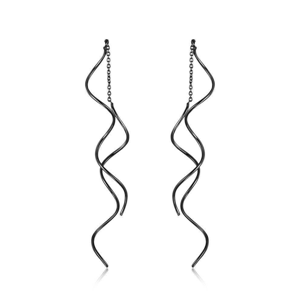 Acefeel Fresh Style Exquisite Threader Dangle Earrings Curve Twist Shape for Women's Gift — image 1