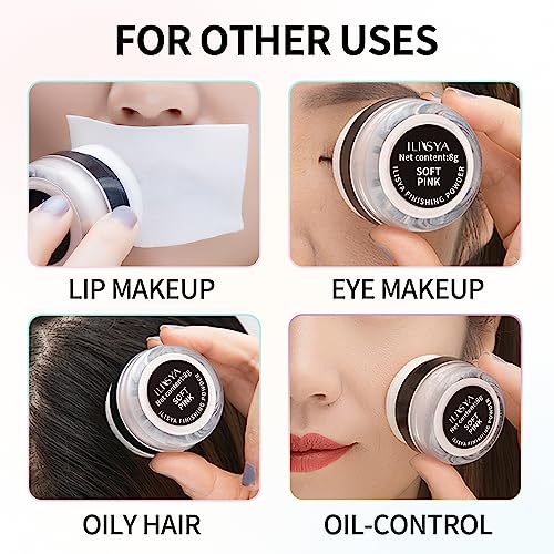 ROUSE Setting Powder Lightweight Loose Powder Finishing Powder Long-Lasting Face Powder Waterproof with Soft Mushroom Powder Puff & Mirror, Matte Finish,0.28 Oz (Light Apricot/Translucent)
