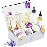 Lizush Luxury Spa Gifts for Women - 9 Piece Lavender Gifts for Her, Gift Baskets, Body Care Set for Mom, Birthday Box For Women, Self Care Spa Kit For Wife - Handmade in the USA