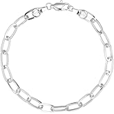 Treasure Bender S925 Sterling Silver Paperclip Chain Bracelets for Women - Sterling Silver Paperclip Chain Bracelet Handmade Jewelry Gold Bracelets for Women 6.5/7/7.5/8 Inch