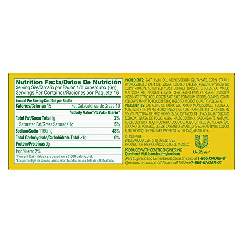 KNORR CUBE BOUILLON, CHICKEN, 8 CUBES, 3.1 OZ
