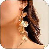 Gold Large Flower Earrings For Women Vintage Layered Petal Dangle Earrings Trendy Large Flower Long Tassel Statement Earrings Ball Party Jewelry Accessories