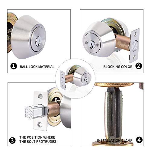 Rulart Double keyed Deadbolt Lock Keyed on Both Sides, 2Way