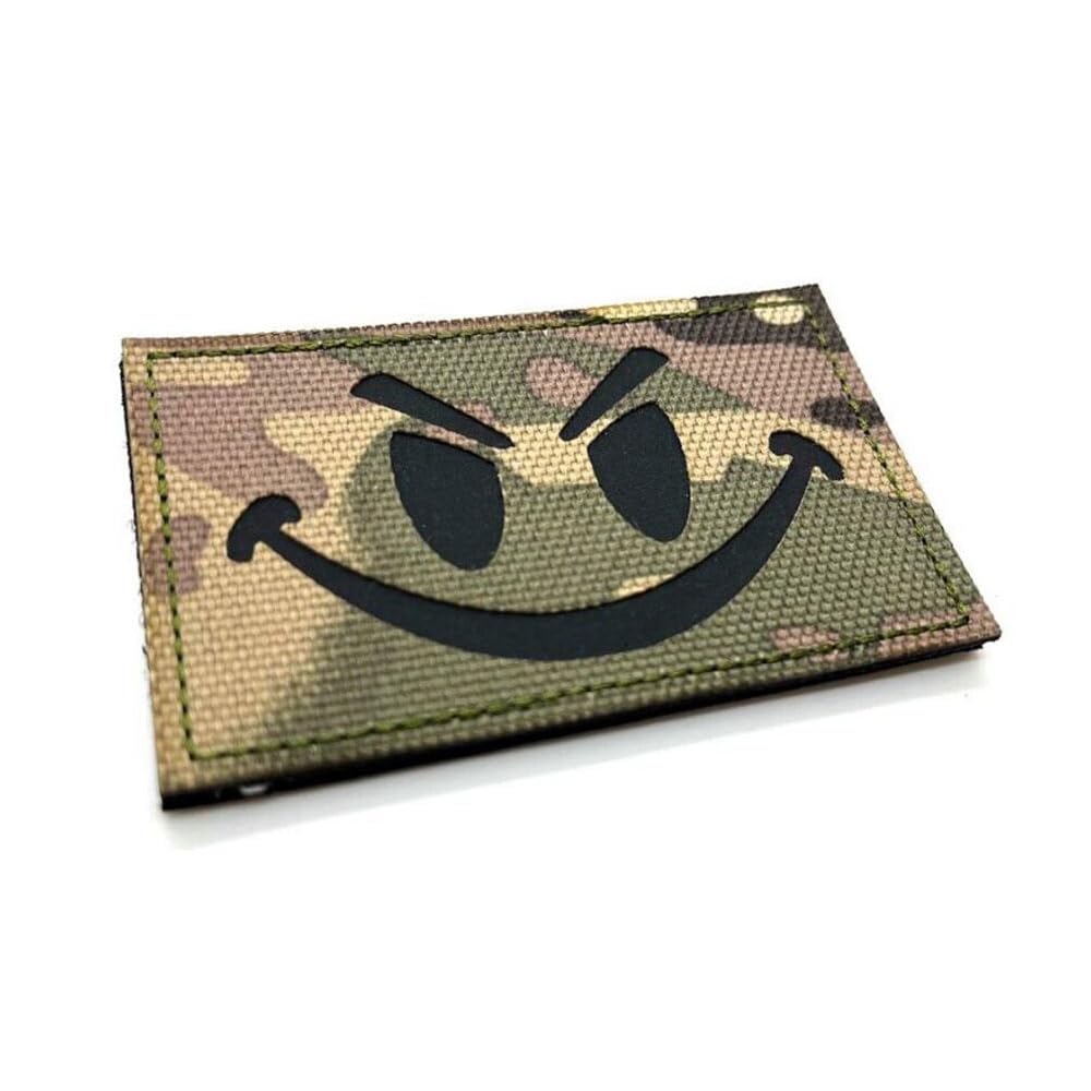 Camo IRR Smiley Face Patch Hook and Loop 8x5cm First Aid Army Airsoft Camouflage Badge