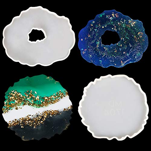 Outgeek Resin Coaster Molds with 4PCS Silicone Molds
