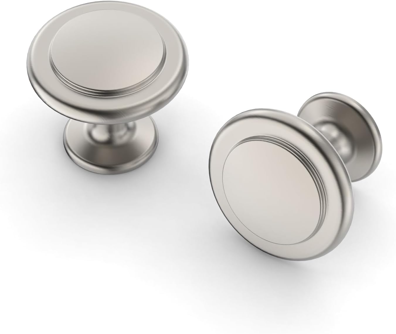 Amerdeco 10 Packs 1-1/4 Inch Brushed Nickel Cabinet Knobs, Satin Nickel Kitchen Cabinet Knobs, Drawer Pulls and Knobs for Bathroom, Closet, Cupboard and Dresser- Hardware for Cabinets