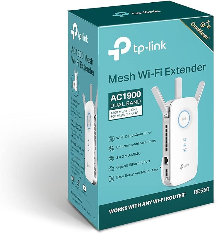 Répéteur WiFi Puissant 1900 Mbps, Couvre jusqu'à 150 m², RE550