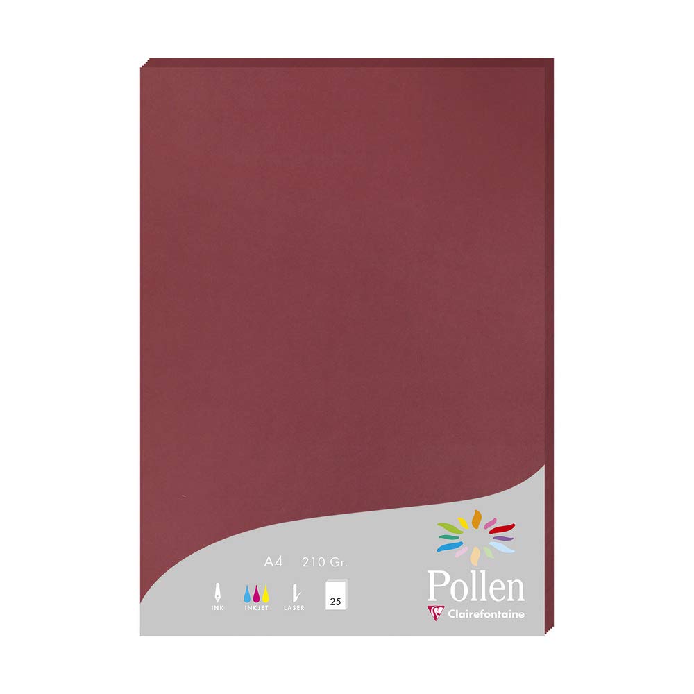 Clairefontaine 24293C Wallet of 25 Sheets Format A4 21x29,7cm 210gsm Colour Burgundy Invitation Paper Events Correspondence Pollen Range Premium Paper Smooth — image 1