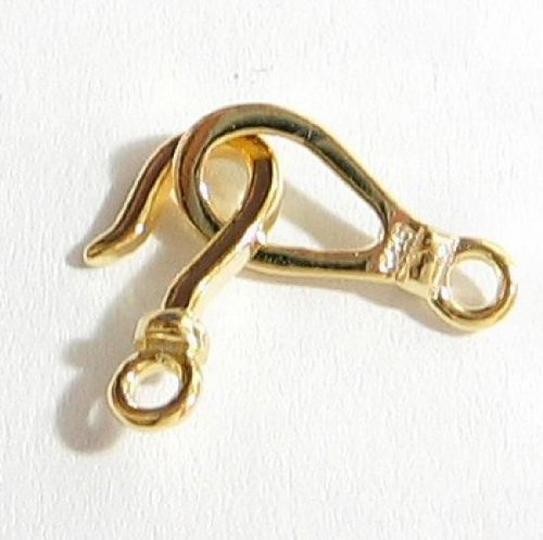 1 set 14k Gold on 925 Sterling Silver Fish Hook Eye Clasp Toggle Connector 14.2mm / Findings