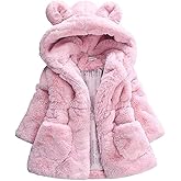 WEONEDREAM Toddler Girls Winter Fleece Coat Kids Hooded Faux Fur Jacket Baby Warm Outwear