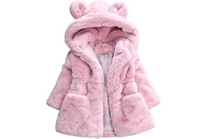 WEONEDREAM Toddler Girls Winter Fleece Coat Kids Hooded Faux Fur Jacket Baby Warm Outwear