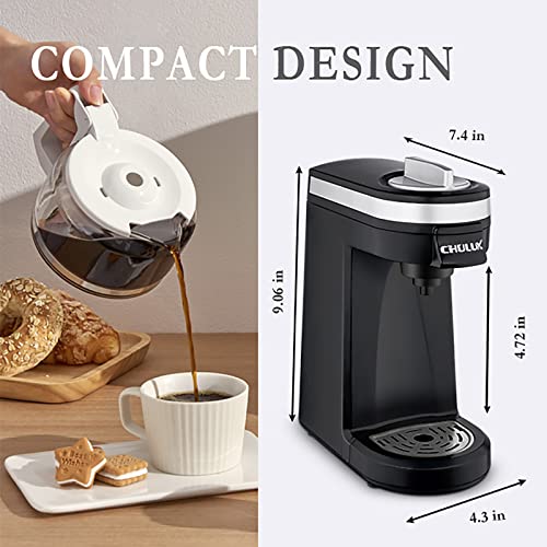 CHULUX Single Serve Coffee Maker for K Capsule and Ground Coffee