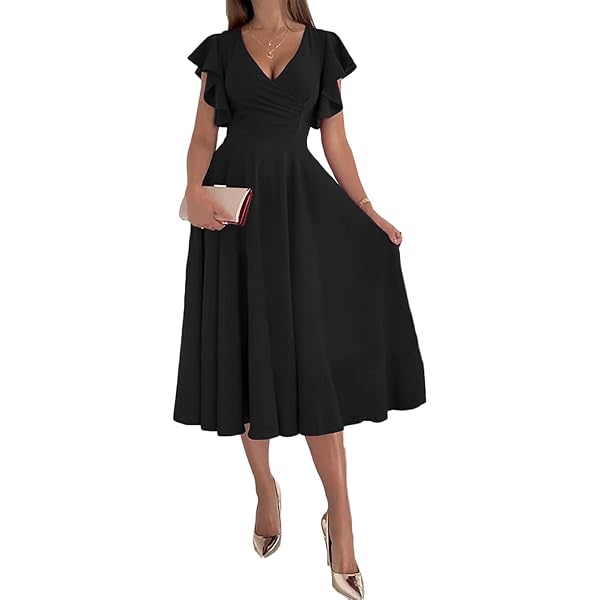 Amazon.com: Beaufident Women's Formal Dresses V Neck Cocktail Long Dresses  Ruffle Wedding Guest A-Line Dresses Evening Party Prom,Z Wine Red,X-Large :  Clothing, Shoes \u0026 Jewelry