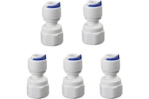 VISTARAEONOVA 1/4" Female Thread to 1/4" Tube Straight Quick-Connect Adapter, Push-Fit Plastic Pipe Fitting for RO Reverse Osmosis Water Filter Systems, Beverage Dispensers, Water Purifiers (5pcs)